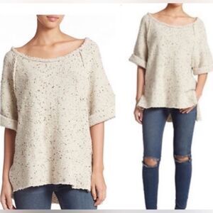 22-NWOT FREE PEOPLE MARSALA TAN SPECKLED OVERSIZED BOHO WOOL BLEND SWEATER